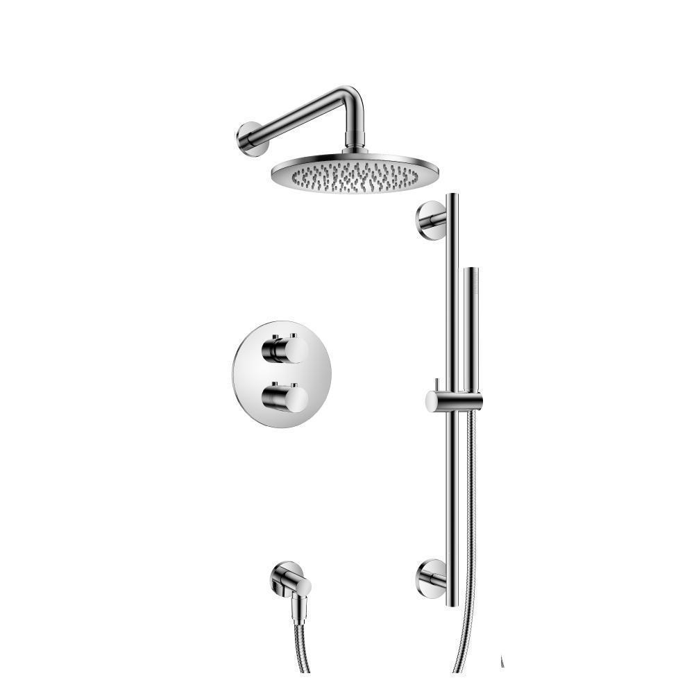 Two Output Shower Set With Shower Head, Hand Held And Slide Bar | Chrome