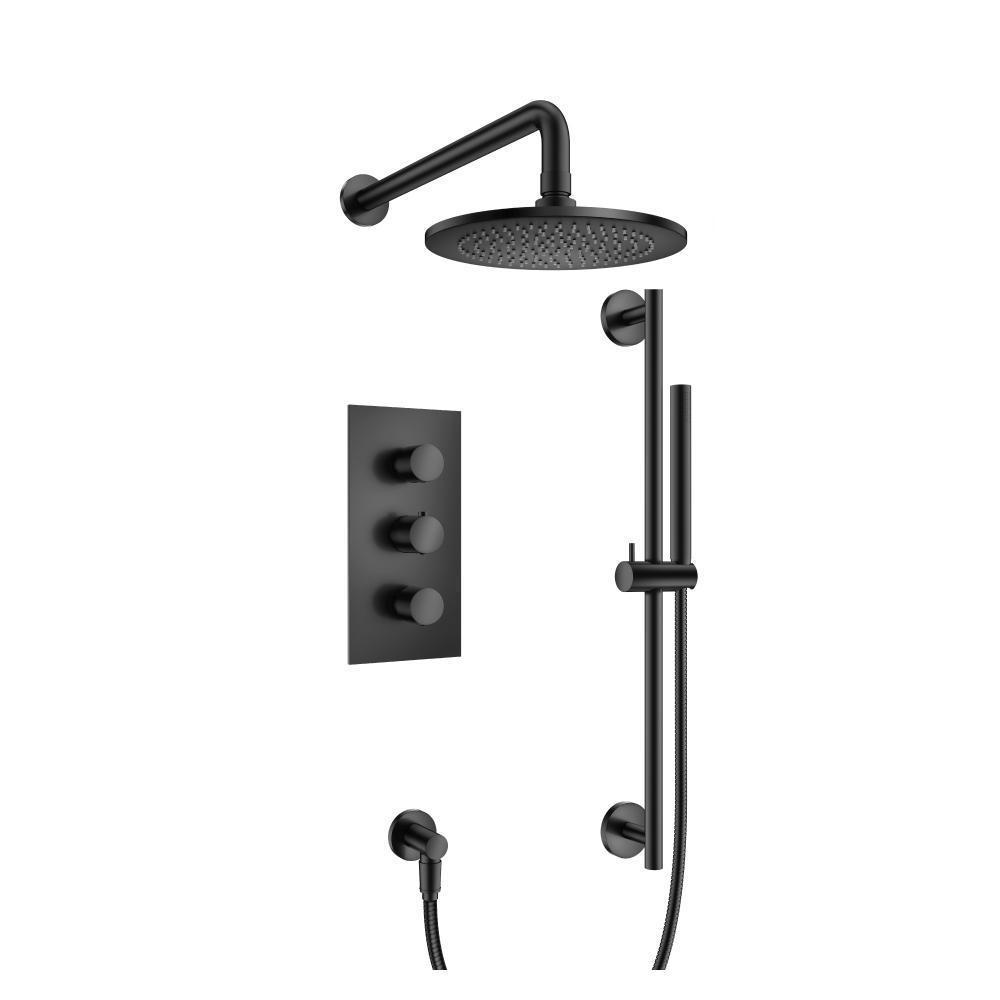 Two Output Shower Set With Shower Head, Hand Held And Slide Bar | Matte Black