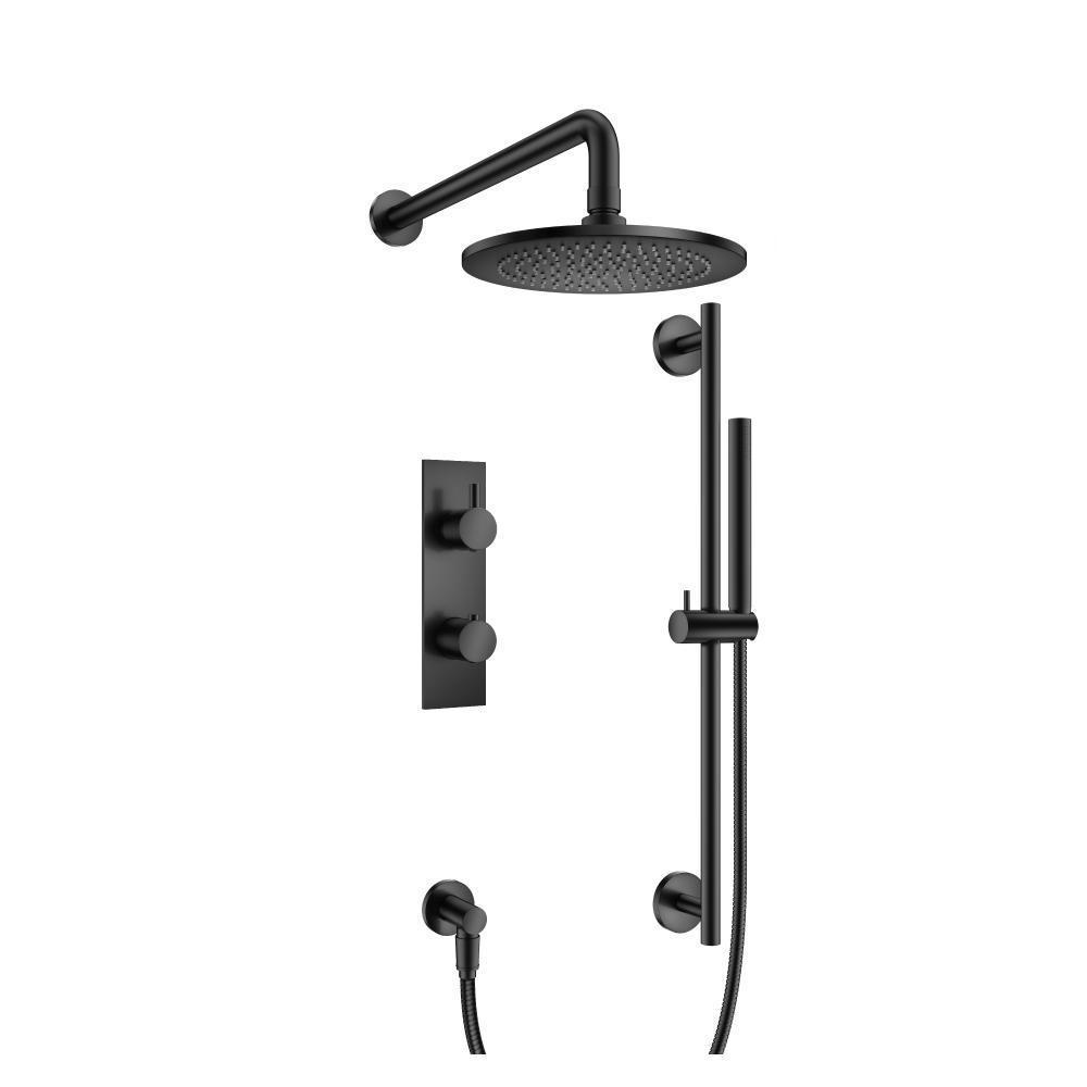 Two Output Shower Set With Shower Head, Hand Held And Slide Bar | Matte Black