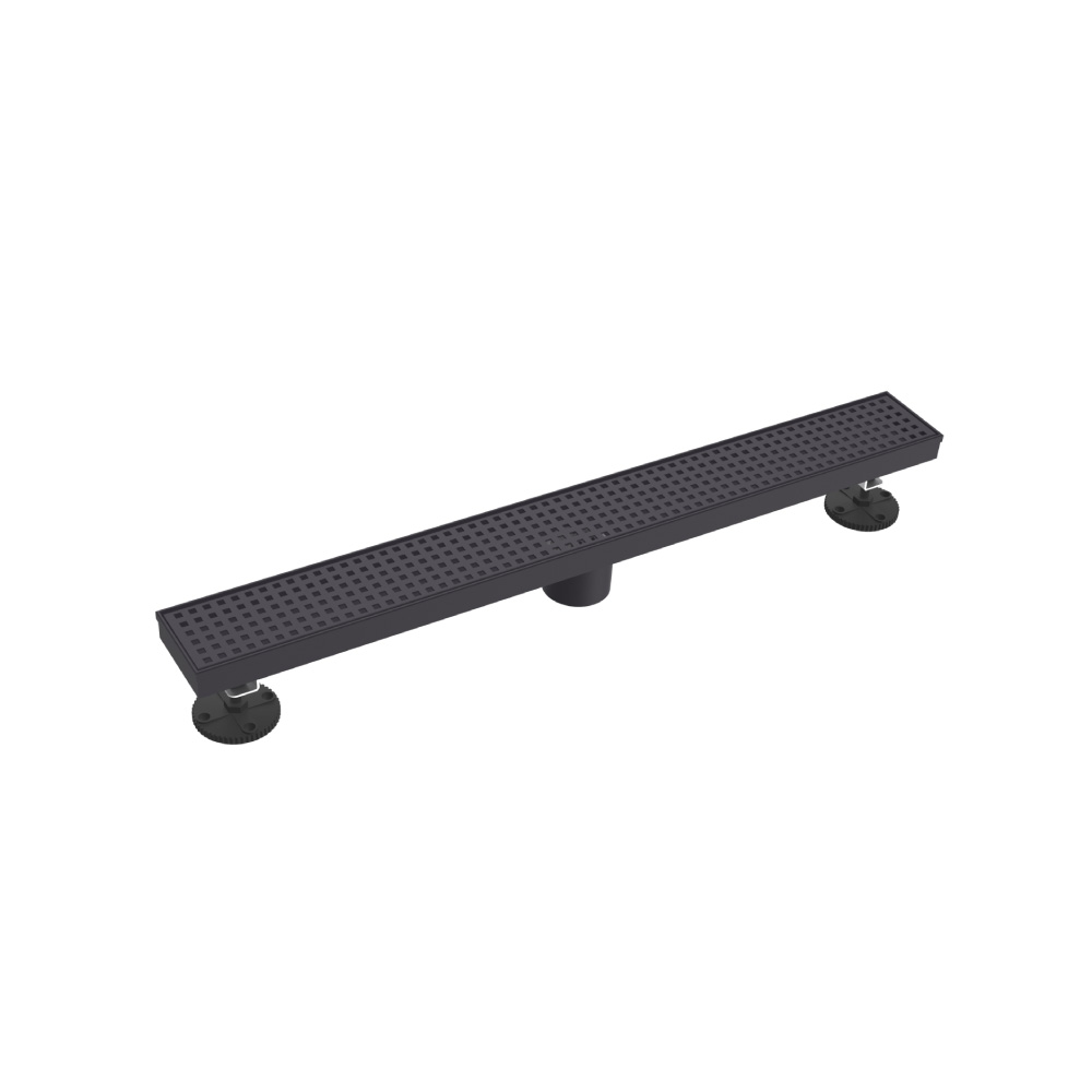 24" Decorative Linear Drain with 2" Outlet | Dark Grey