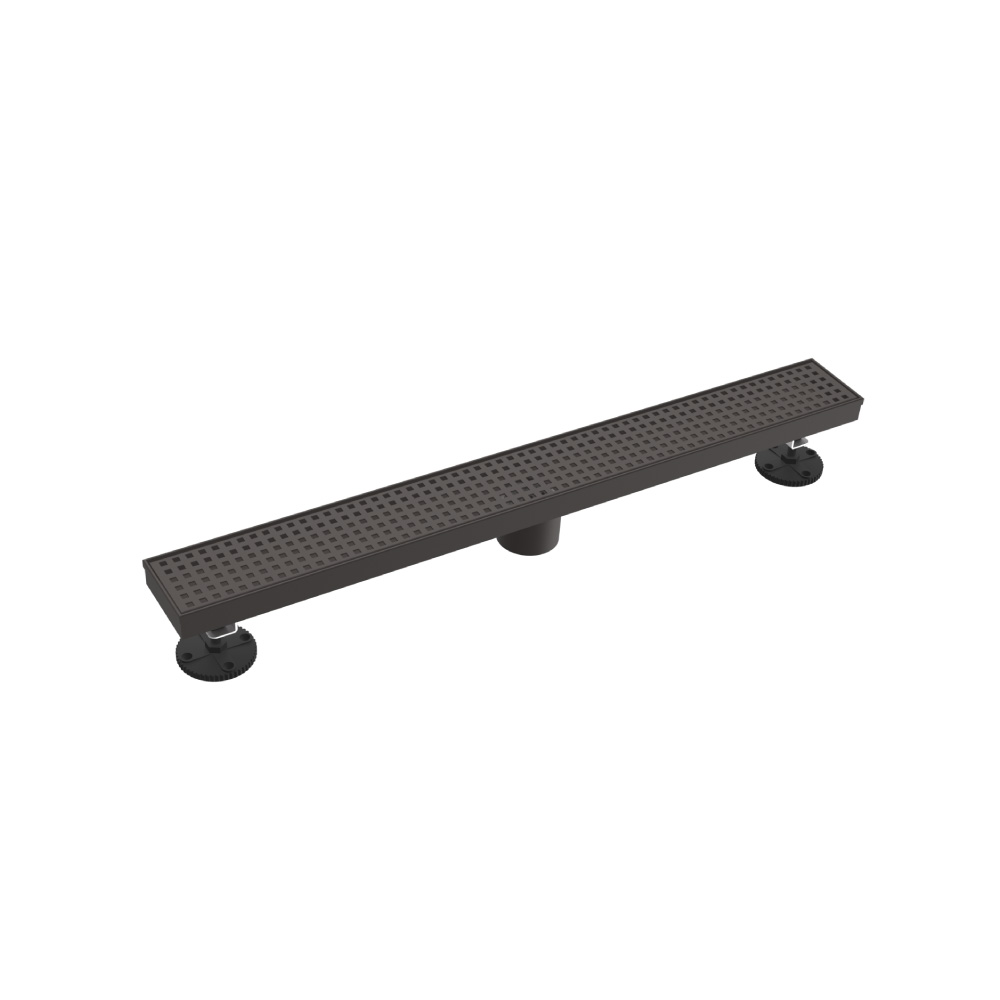 24" Decorative Linear Drain with 2" Outlet | Gun Metal Grey