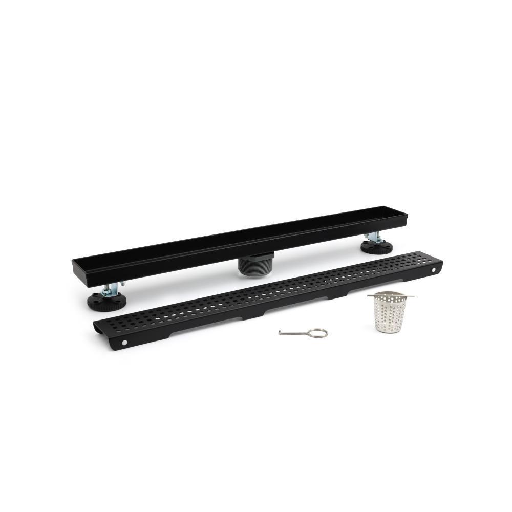 24" Decorative Linear Drain with 2" Outlet | Matte Black