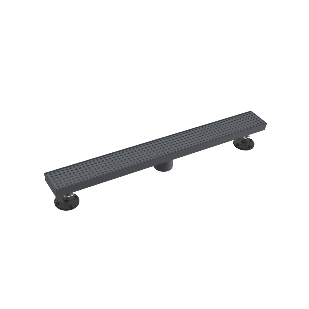 24" Decorative Linear Drain with 2" Outlet | Rock Grey