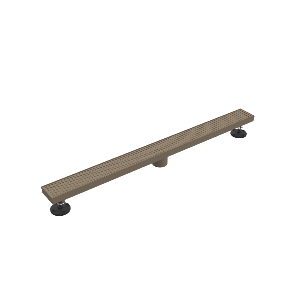 32" Decorative Linear Drain with 2" Outlet | Dark Tan