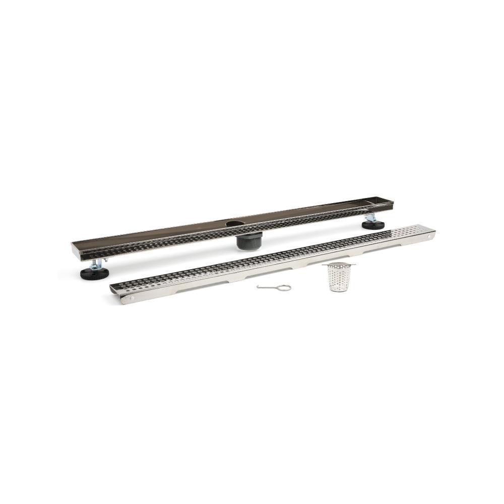 32" Decorative Linear Drain with 2" Outlet | Polished Nickel PVD