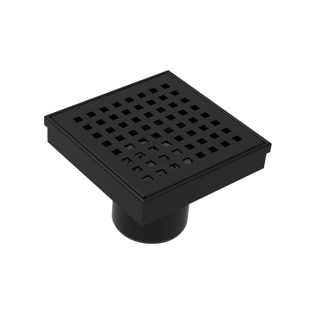4" Decorative Floor Drain with 2" Outlet | Gloss Black