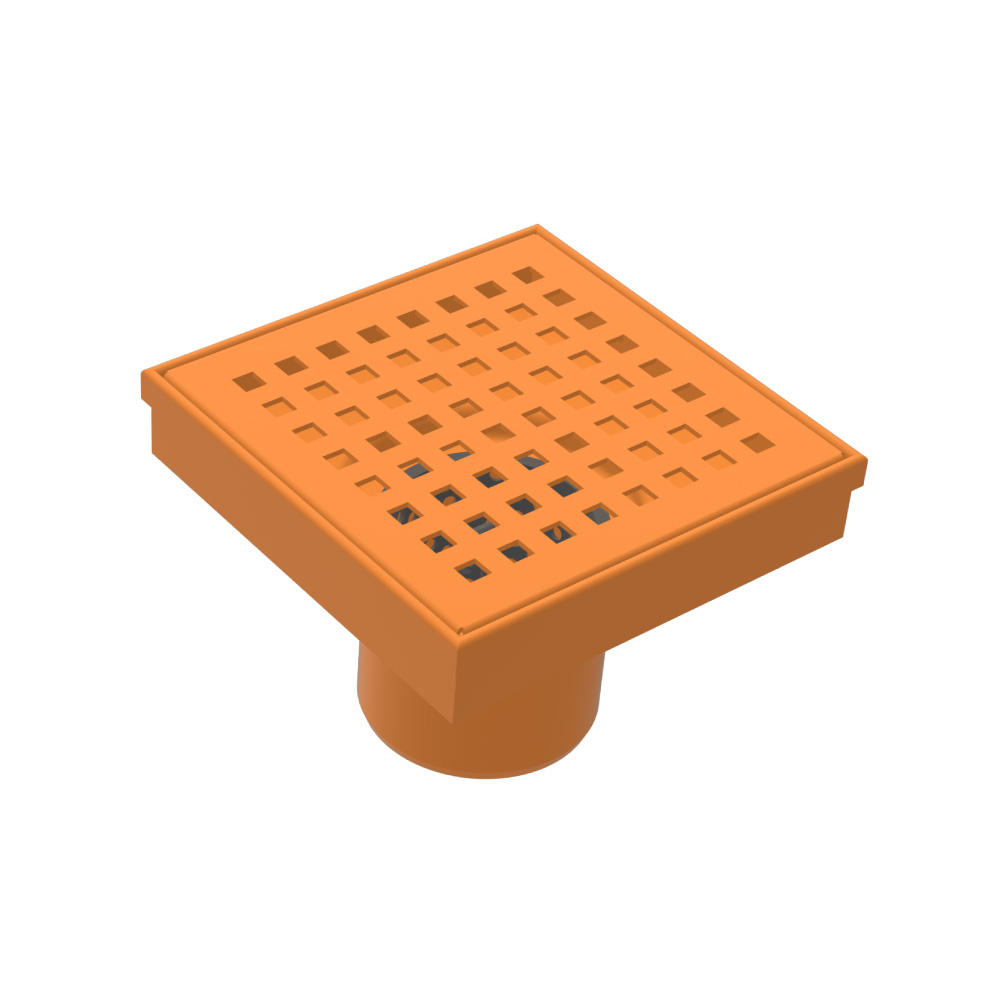 4" Decorative Floor Drain with 2" Outlet | Terracotta Orange
