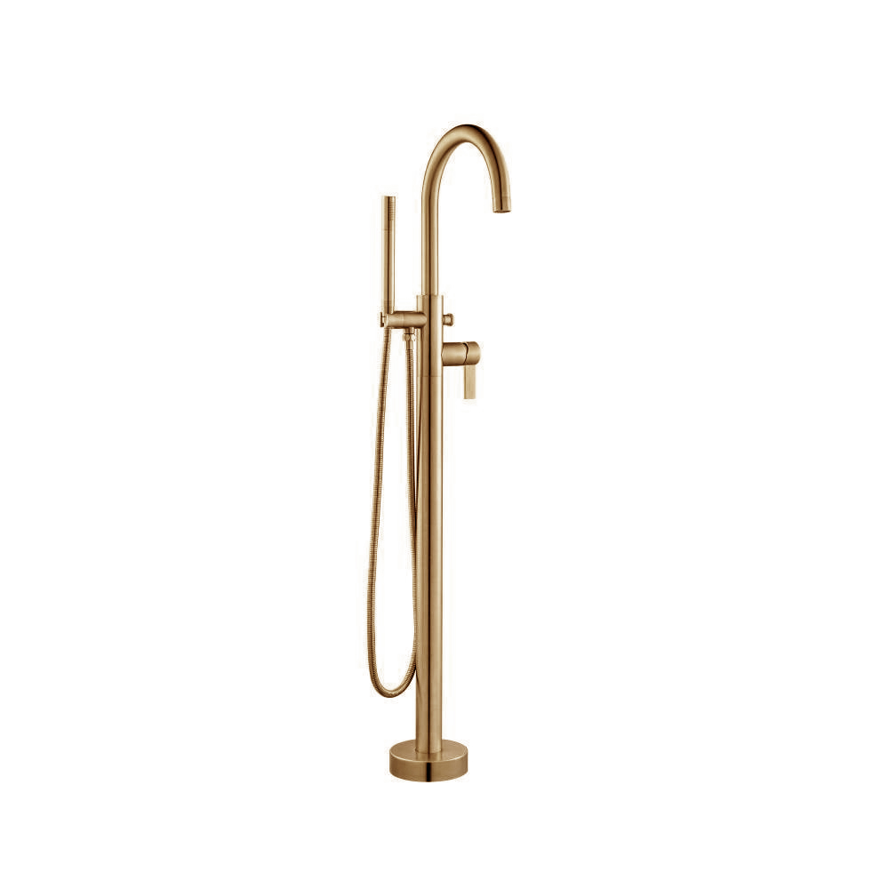 Freestanding Floor Mount Bathtub / Tub Filler With Hand Shower | Brushed Bronze PVD