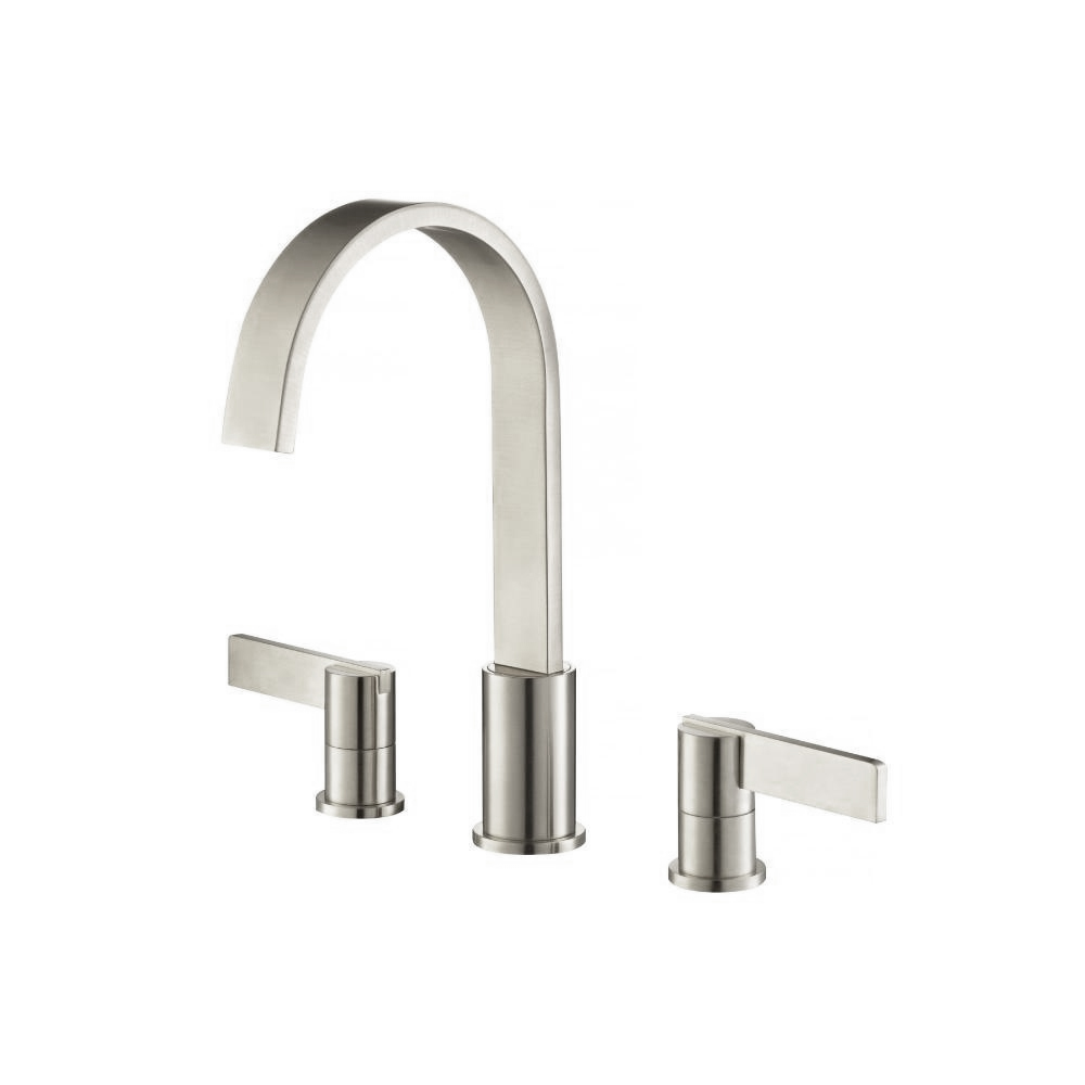 Three Hole 8" Widespread Two Handle Bathroom Faucet | Brushed Nickel PVD
