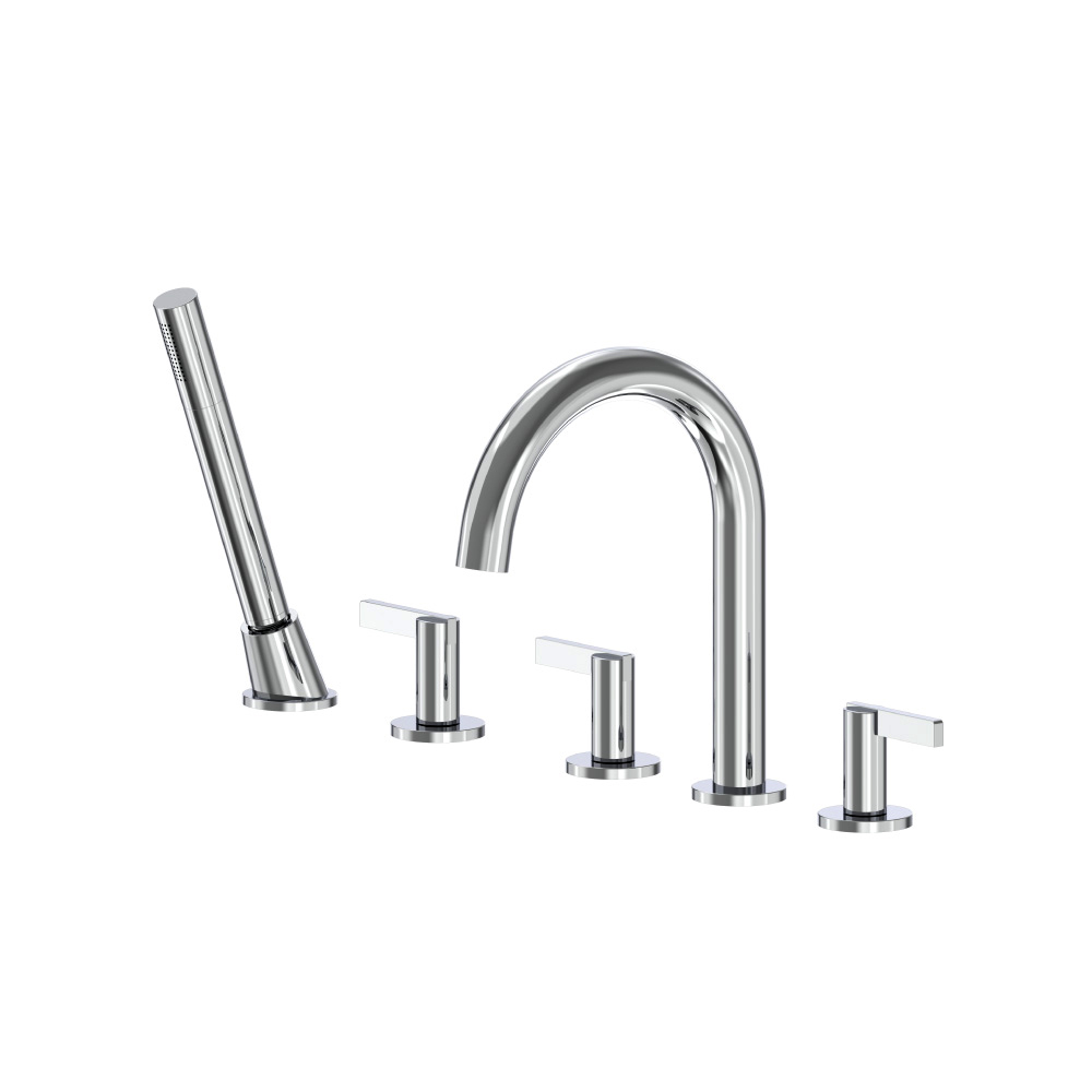 Five Hole Deck Mounted Roman Tub Faucet With Hand Shower | Chrome
