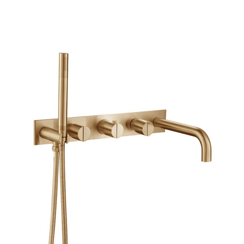 Wall Mount Tub Filler With Hand Shower | Brushed Bronze PVD