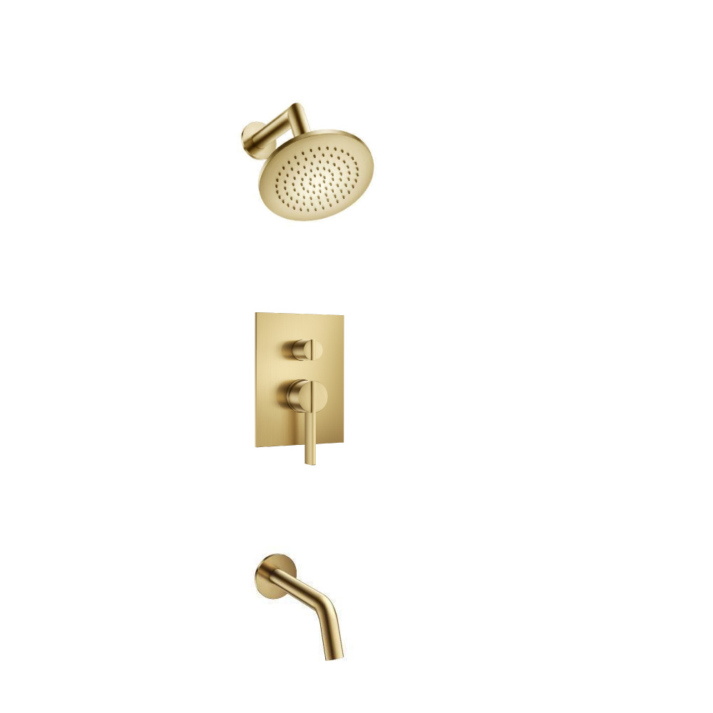 Two Output Shower Set With Shower Head And Tub Spout | Satin Brass PVD