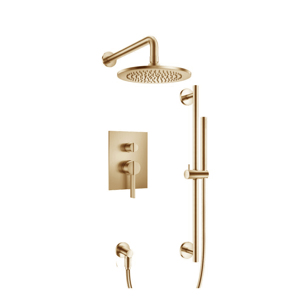 Two Output Shower Set With Shower Head, Hand Held And Slide Bar | Brushed Bronze PVD