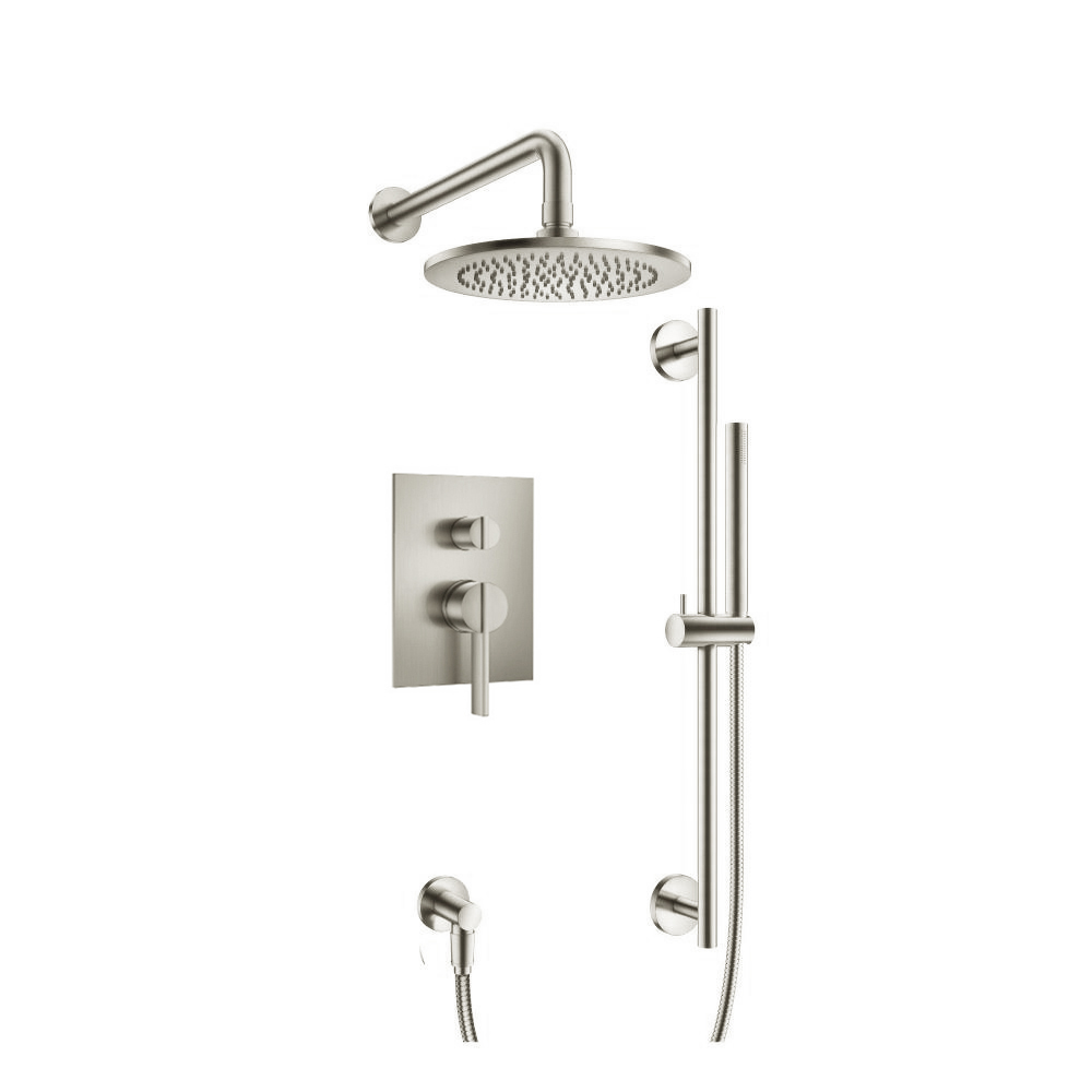Two Output Shower Set With Shower Head, Hand Held And Slide Bar | Brushed Nickel PVD
