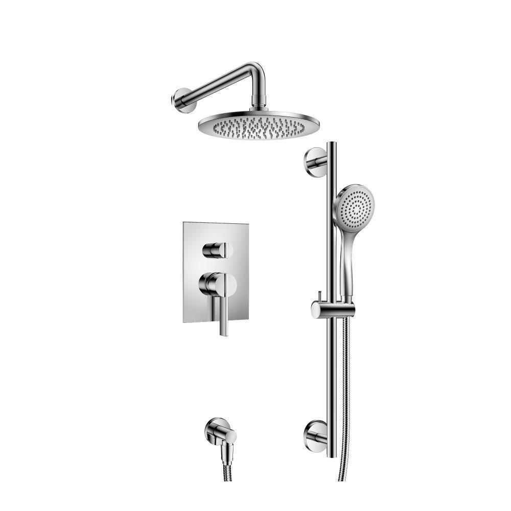 Two Output Shower Set With Shower Head, Hand Held And Slide Bar | Chrome