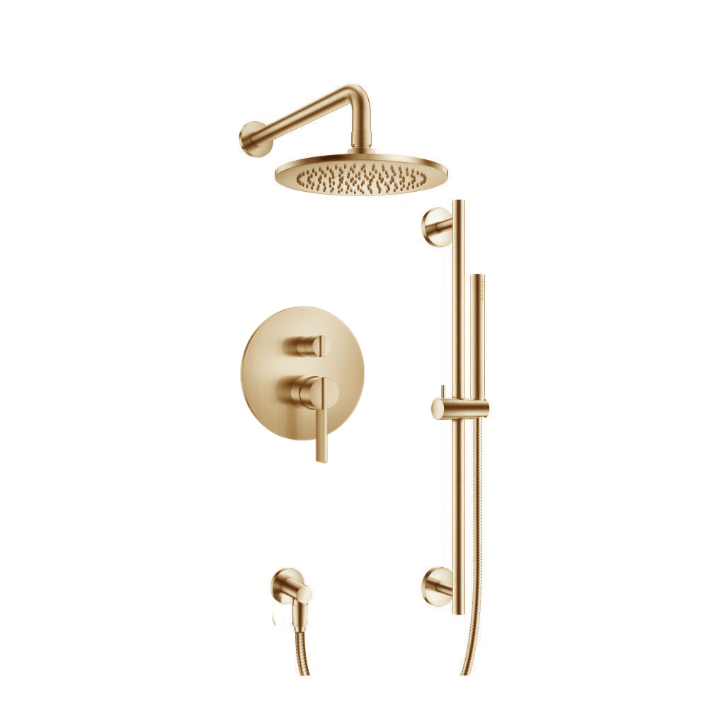 Two Output Shower Set With Shower Head, Hand Held And Slide Bar | Brushed Bronze PVD