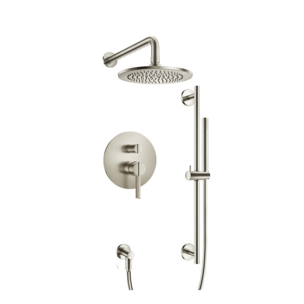 Two Output Shower Set With Shower Head, Hand Held And Slide Bar | Brushed Nickel PVD