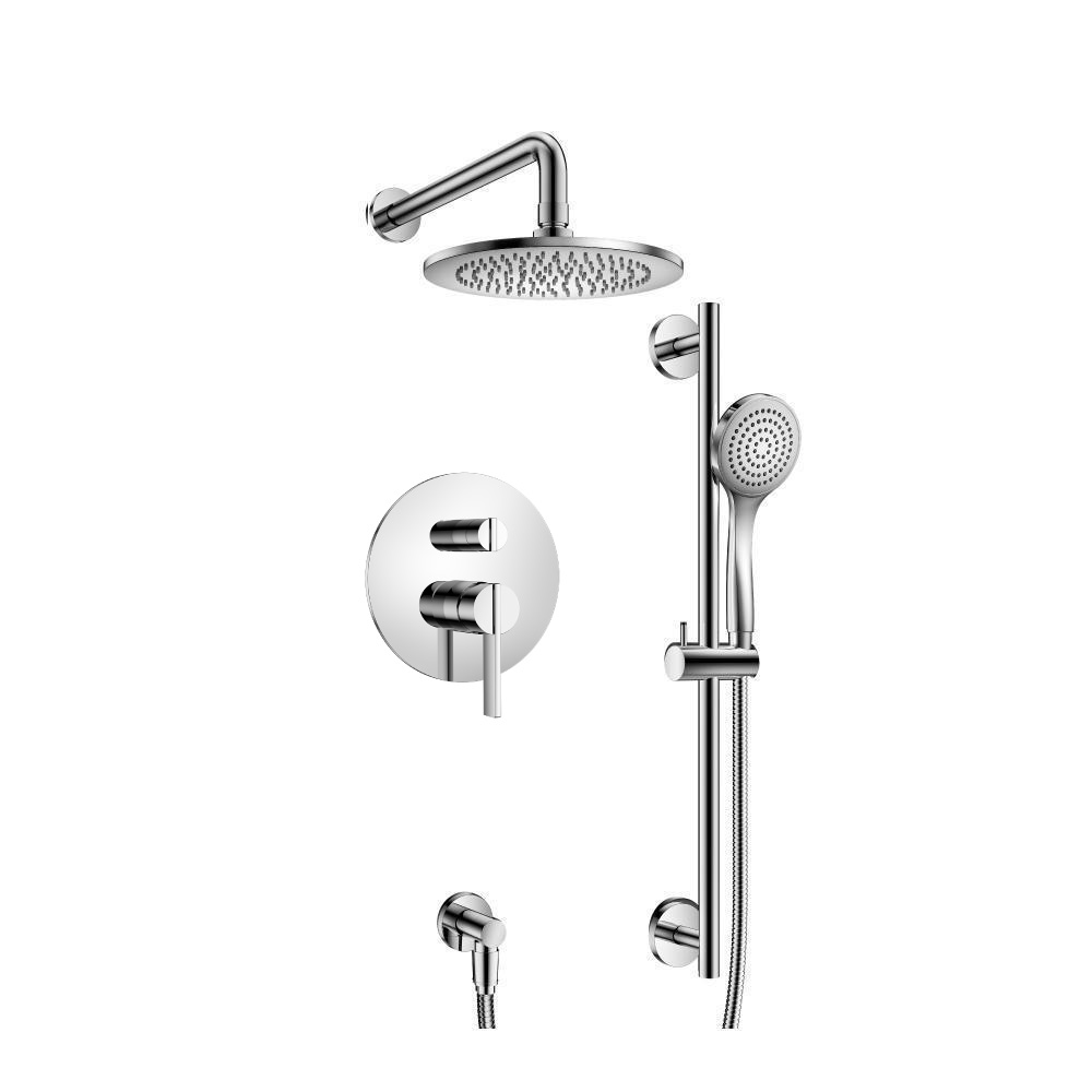 Two Output Shower Set With Shower Head, Hand Held And Slide Bar | Chrome