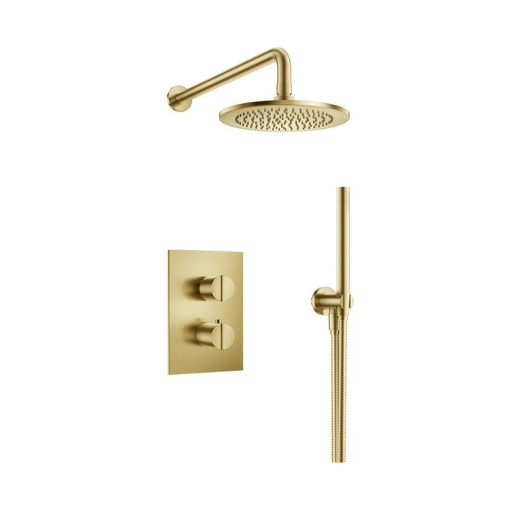 Two Output Shower Set With Shower Head And Hand Held | Satin Brass PVD