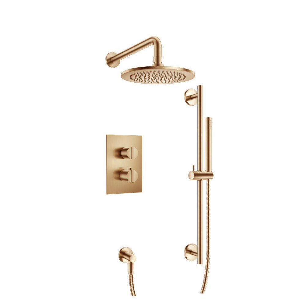 Two Output Shower Set With Shower Head, Hand Held And Slide Bar | Brushed Bronze PVD