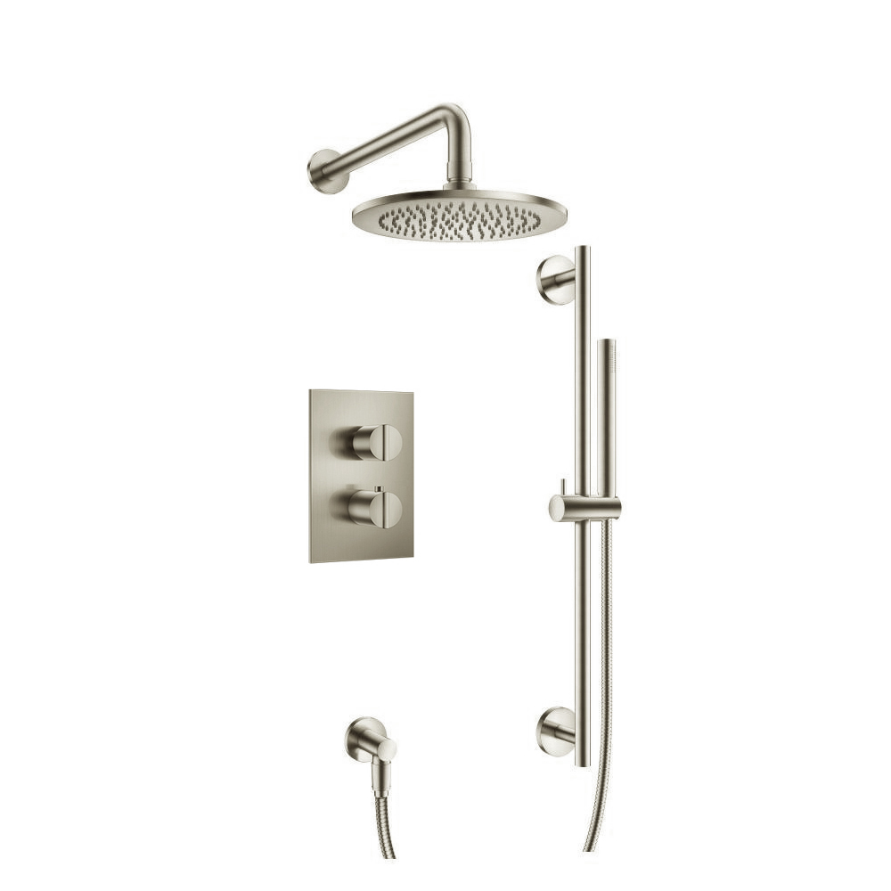 Two Output Shower Set With Shower Head, Hand Held And Slide Bar | Brushed Nickel PVD