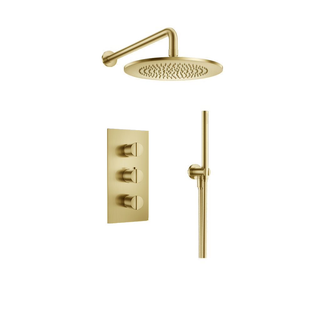 Two Output Shower Set With Shower Head And Hand Held | Satin Brass PVD