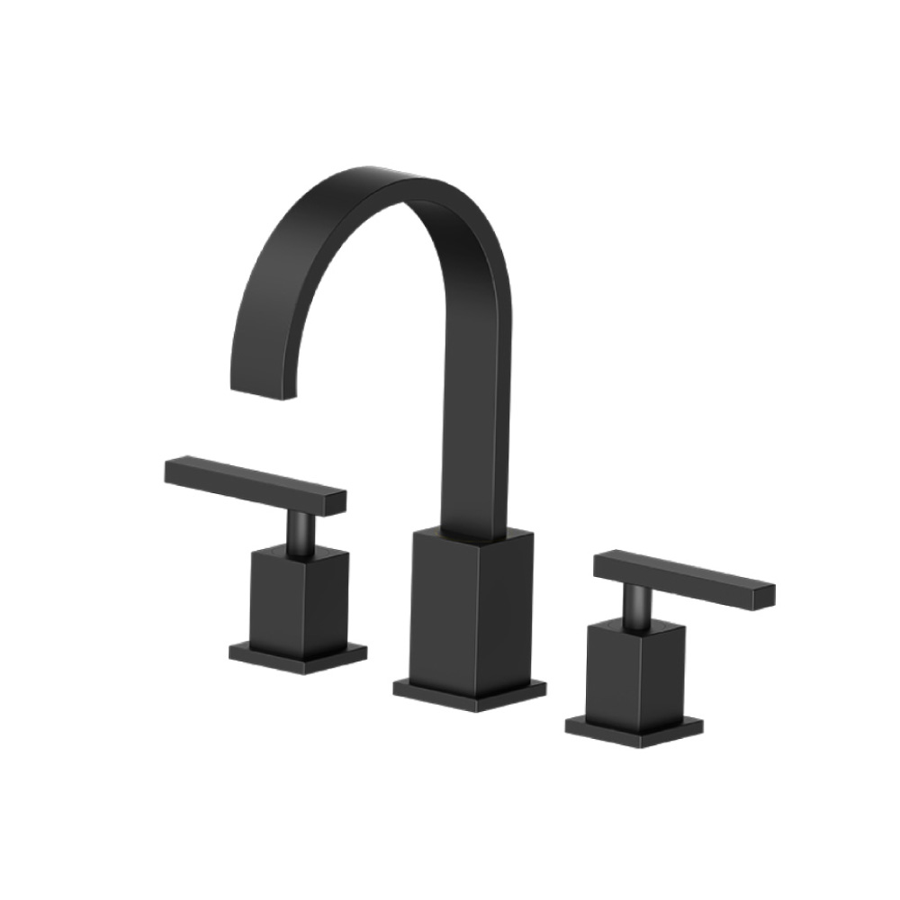 Three Hole 8" Widespread Two Handle Bathroom Faucet | Matte Black