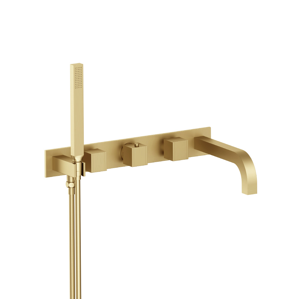 Wall Mount Tub Filler With Hand Shower | Satin Brass PVD
