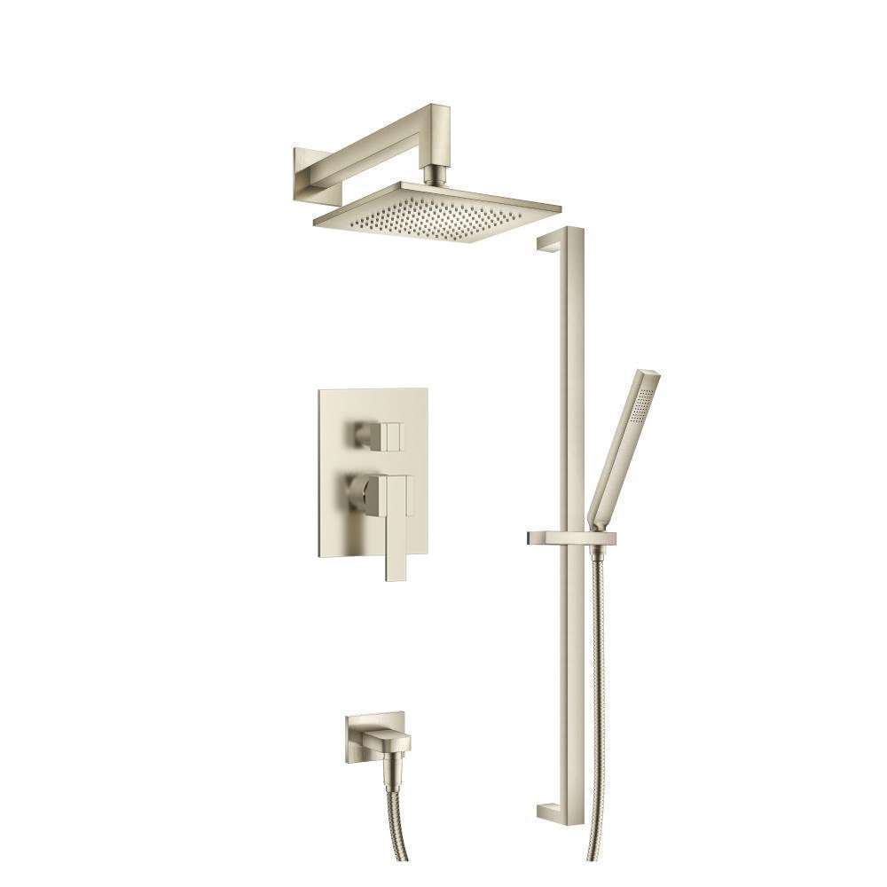 Two Output Shower Set With Shower Head, Hand Held And Slide Bar | Brushed Nickel PVD
