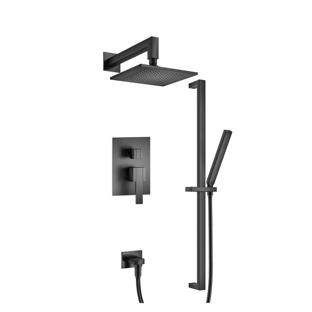 Two Output Shower Set With Shower Head, Hand Held And Slide Bar | Matte Black