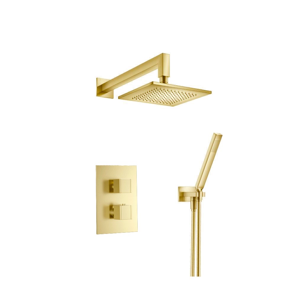Two Output Shower Set With Shower Head And Hand Held | Satin Brass PVD