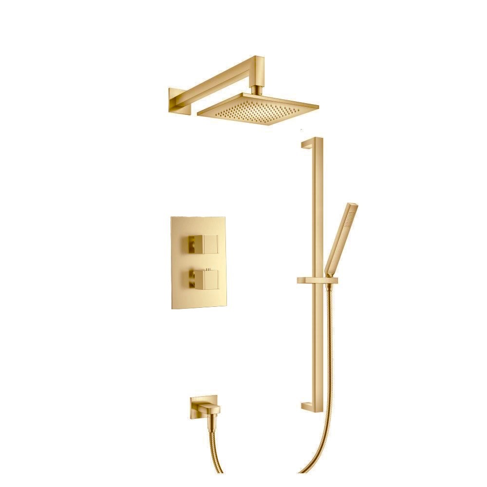 Two Output Shower Set With Shower Head, Hand Held And Slide Bar | Brushed Bronze PVD