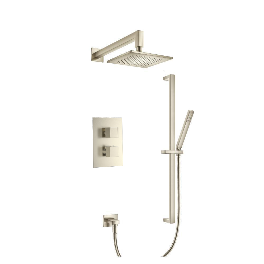 Two Output Shower Set With Shower Head, Hand Held And Slide Bar | Brushed Nickel PVD