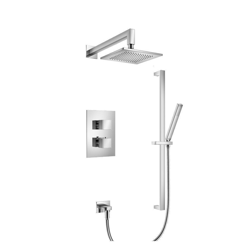 Two Output Shower Set With Shower Head, Hand Held And Slide Bar | Chrome