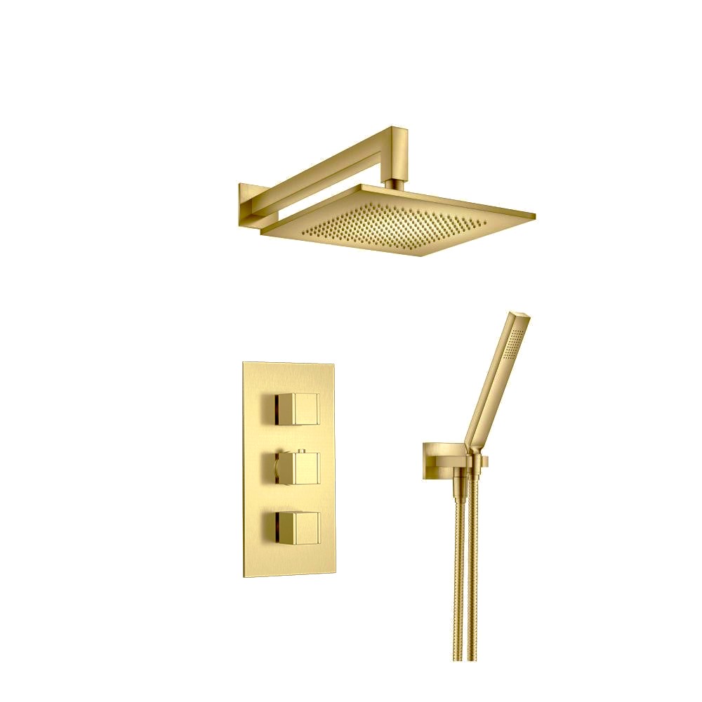Two Output Shower Set With Shower Head And Hand Held | Satin Brass PVD