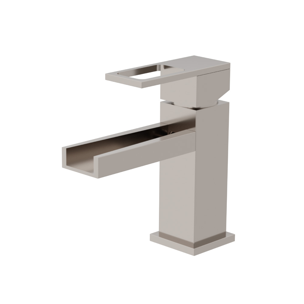 Single Hole Cascade Flow Waterfall Bathroom Faucet | Polished Nickel PVD