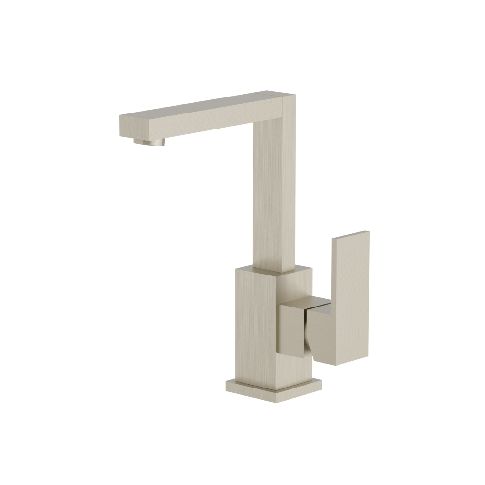 Single Hole Bathroom Faucet - With Swivel Spout | Brushed Nickel PVD