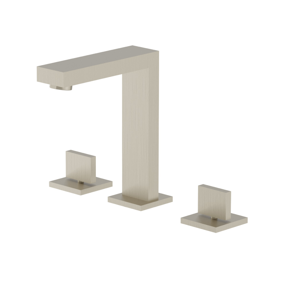 Three Hole 8" Widespread Two Handle Bathroom Faucet | Brushed Nickel PVD