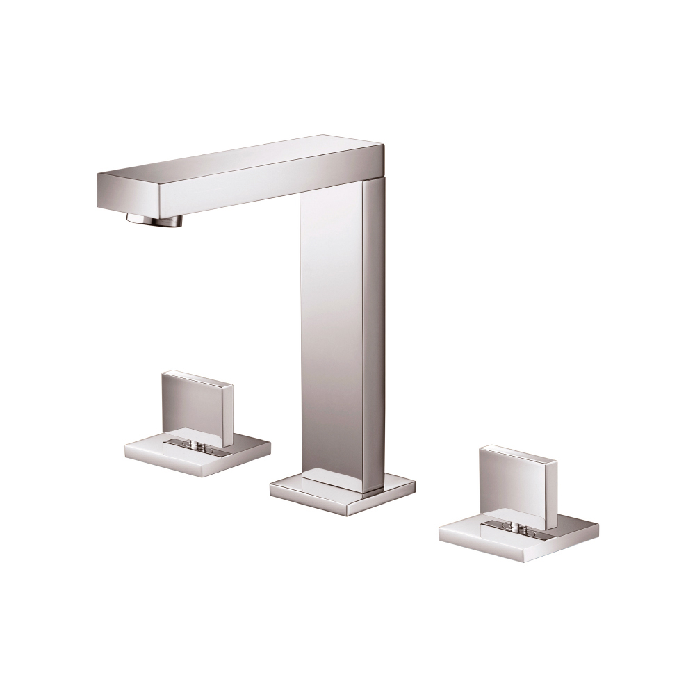 Three Hole 8" Widespread Two Handle Bathroom Faucet | Polished Nickel PVD