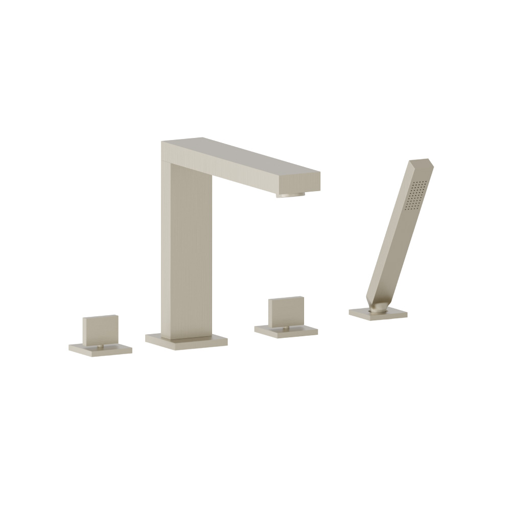 4 Hole Deck Mounted Roman Tub Faucet With Hand Shower | Brushed Nickel PVD