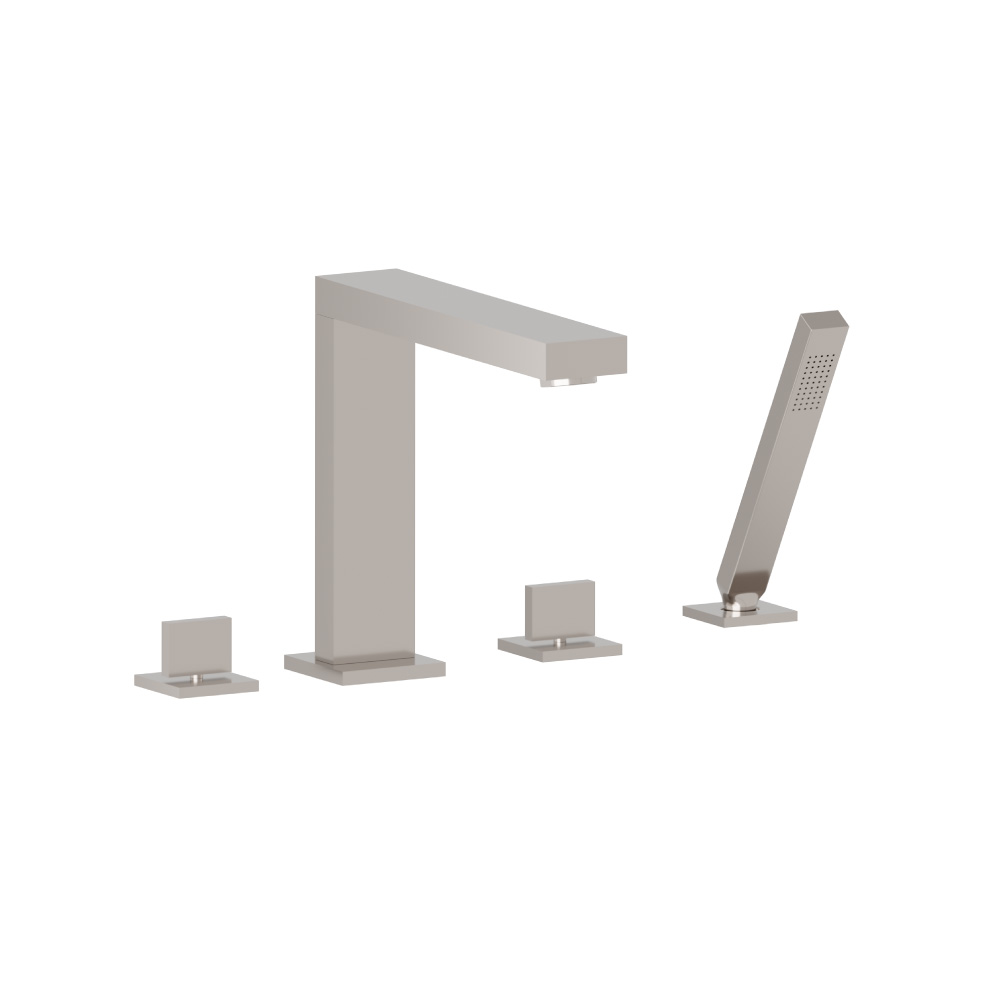 4 Hole Deck Mounted Roman Tub Faucet With Hand Shower | Polished Nickel PVD