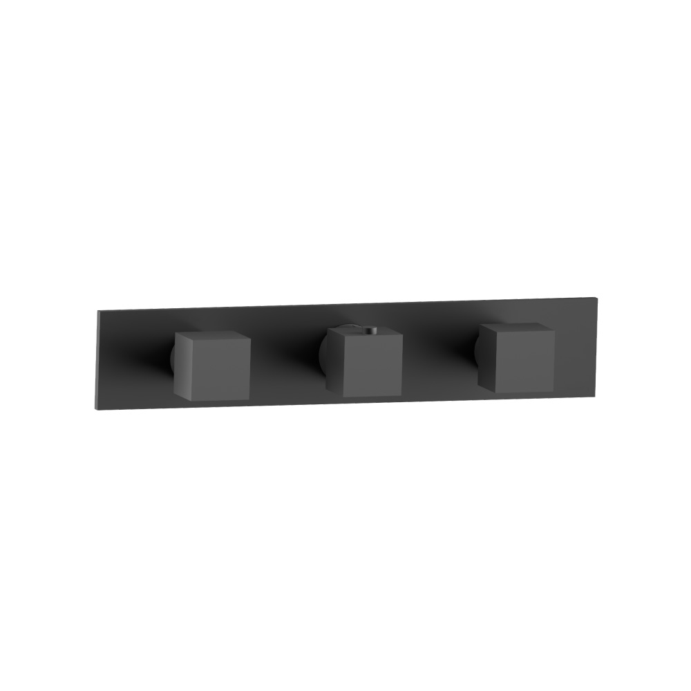 3/4" Horizontal Thermostatic Valve with 2 Volume Controls &  Trim | Matte Black