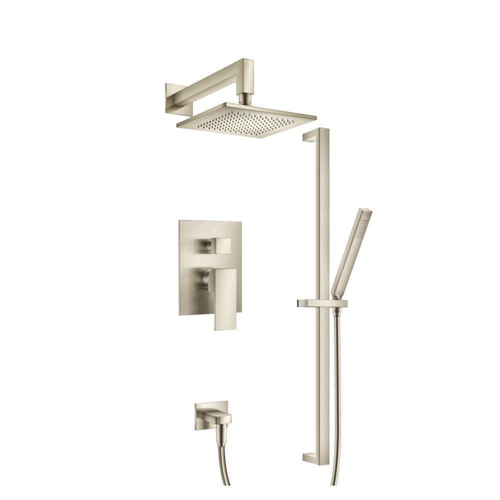 Two Output Shower Set With Shower Head, Hand Held And Slide Bar | Brushed Nickel PVD