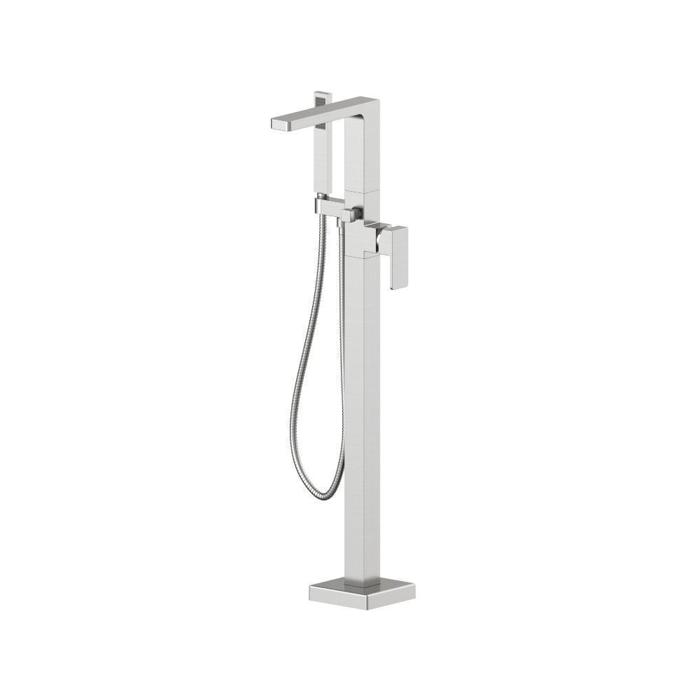 Freestanding Floor Mount Bathtub / Tub Filler With Hand Shower | Brushed Nickel PVD