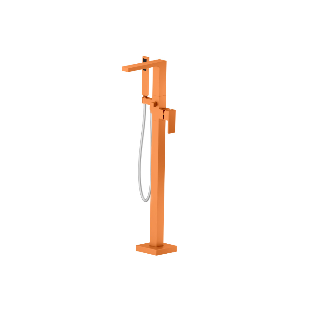 Freestanding Floor Mount Bathtub / Tub Filler With Hand Shower | Terracotta Orange