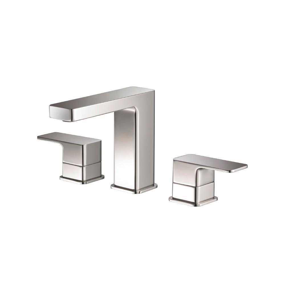 Three Hole 8" Widespread Two Handle Bathroom Faucet | Polished Nickel PVD
