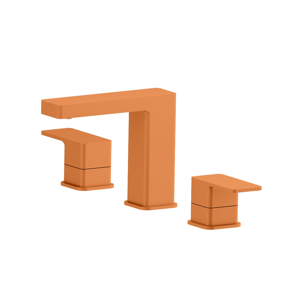 Three Hole 8" Widespread Two Handle Bathroom Faucet | Terracotta Orange