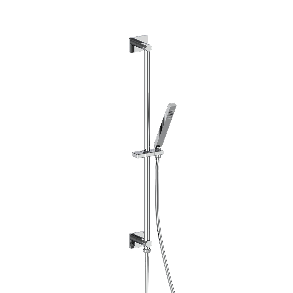 Hand Shower Set with Slide Bar, Integrated Elbow & Hose | Chrome