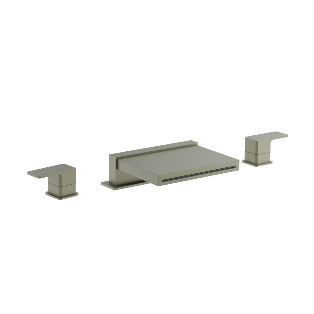 3 Hole Deck Mount Cascade / Sheet Flow Roman Tub Faucet | Army Green