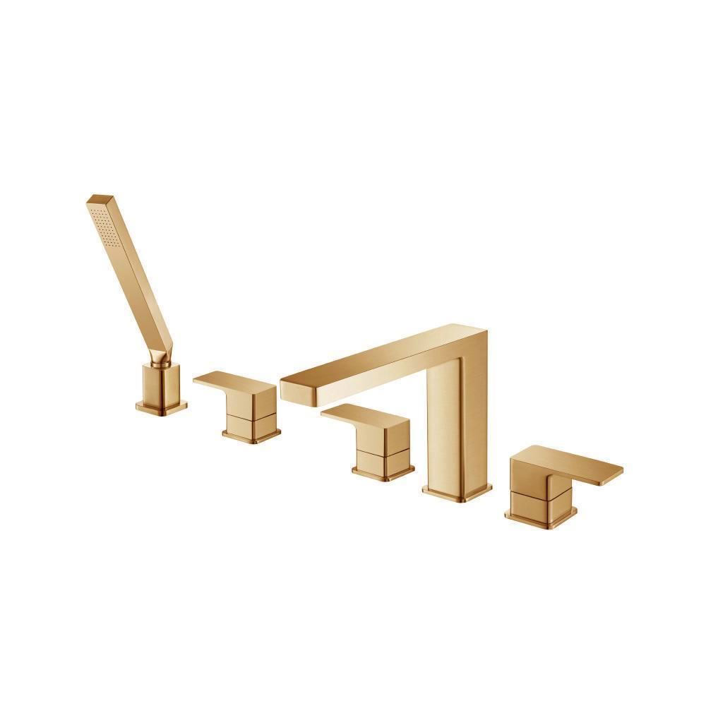 Five Hole Deck Mounted Roman Tub Faucet With Hand Shower | Brushed Bronze PVD